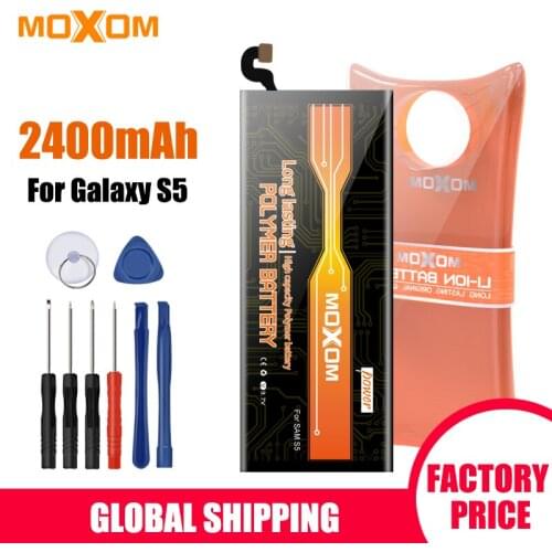 MOXOM Battery For Samsung S5 Battery for Galaxy S5 G900 G900S G900I G900F G900H 2400mAh EB-BG900BBE Lithium Polymer Battery