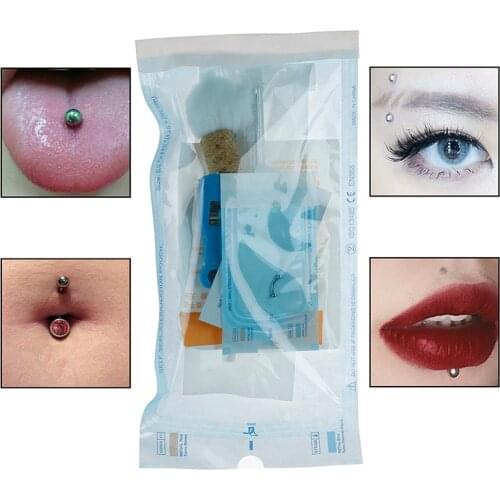 1 Set Sterilized Disposable Body Jewelry Pack Unit Piercing For Ear Nose Nipple Belly Navel Septum Needle Kit Professional