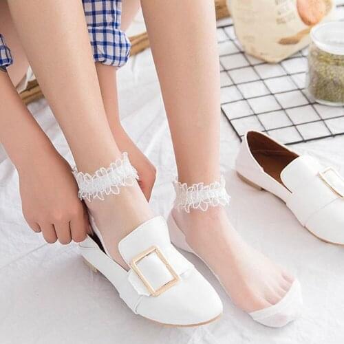 Lace Sheer Socks Women Transparent Thin Crystal Silk Elastic Invisible Sheer Crystal Cute Ankle Girl Socks