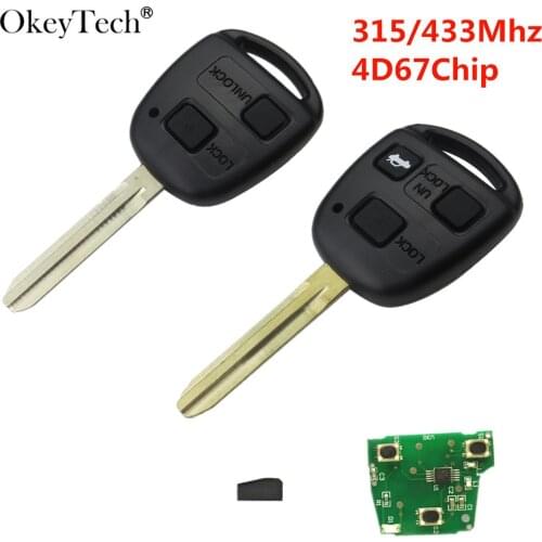 Okeytech 315/433MHz 4D67 Chip 2 or 3 Buttons Car Remote Key For Toyota Camry Prado Corolla Auto Remote Control CAMRY 304 60030