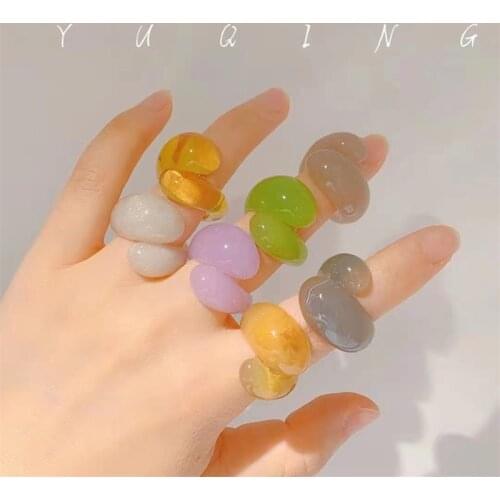 Wholesale Korean Fashion Bohemia Summer Cute Acrylic Lucite Women Rings