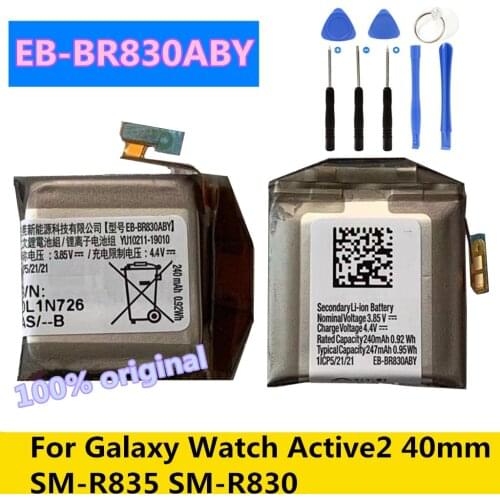 Original Replacement Battery EB-BR830ABY For Samsung Galaxy Watch Active2 40mm SM-R835 SM-R830 Genuine Battery 247mAh