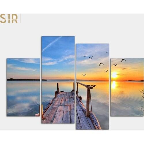 Siping Beach Sea Sunset Sea View Room Decor Wall Decor Decorations for Home Canvas Painting Wall Art Posters Room Decoration