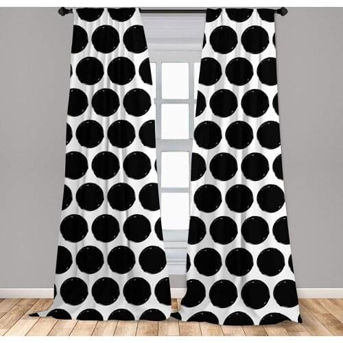 Dots Curtains Brush Stroke Paint Hipster Dots as Grungy Round Shapes Window Treatments for Living Room Bedroom Decor