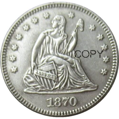 USA 1870 1870-CC Seated Liberty Quarter Dollars Different Mint Silver Plated 25 Cents Copy Coin