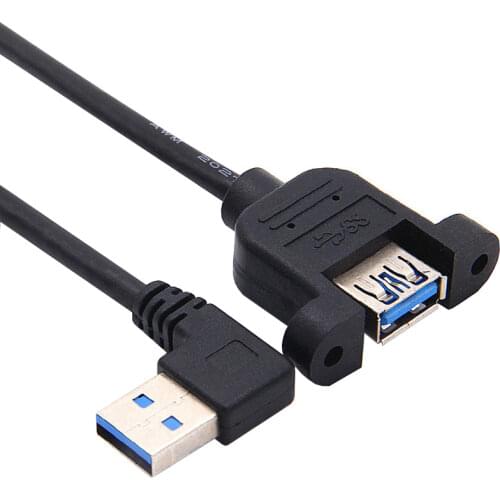 USB3.0 Up & Down & Left & Right 90 degree Extension Cable Male to Female M/F With Screw Panel Mount cable cord 0.3m/0.5m