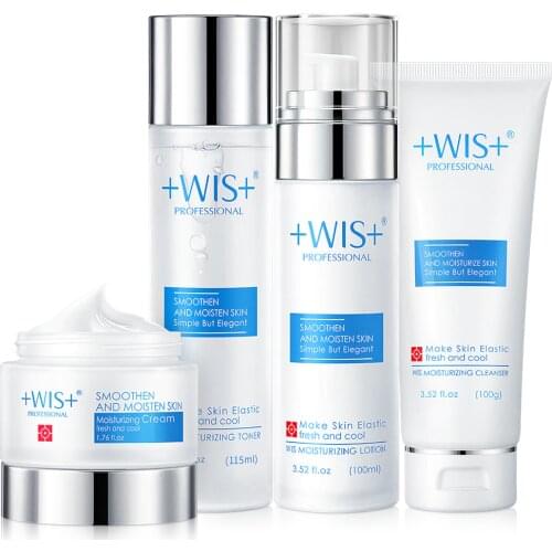 WIS Face Care Moisturizing Skin Care Set Oil Control Cleanser+Toner+Cream+Lotion