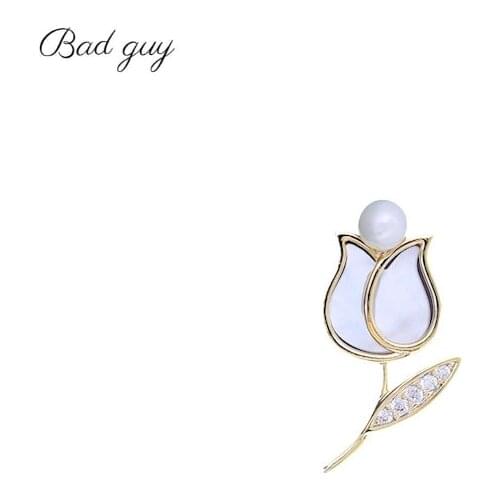 Bad Guy Zircon Brooch Pin for Womens Mini Tulip-shape Brooch Jewelry Clothes Scarf Buckle Garment Accessories Fine Jewelry Gift