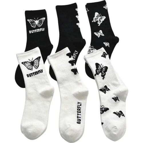New Butterfly Socks Women Streetwear Fashion EU Size 35-42 Fashion Skateboard Socks Harajuku Crew Women Socks