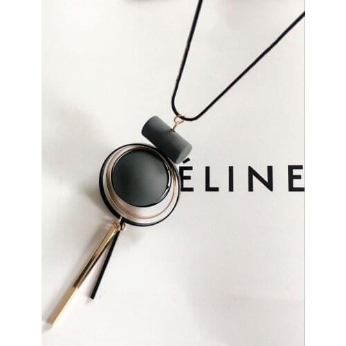 Bohemian Geometric Wood Handmade Vintage Tassel Long Sweater Chain Necklace Fashion Women Jewelry Accessories