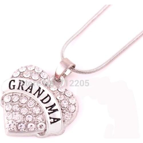 1"*1" Hearts Grandma crystal sports Pendant necklace