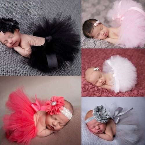 2018 1Set Lovely Newborn Baby Toddler Girls Hairband Tutu Skirt Photo Prop Costume Outfit Cute Baby Kids Child Gifts