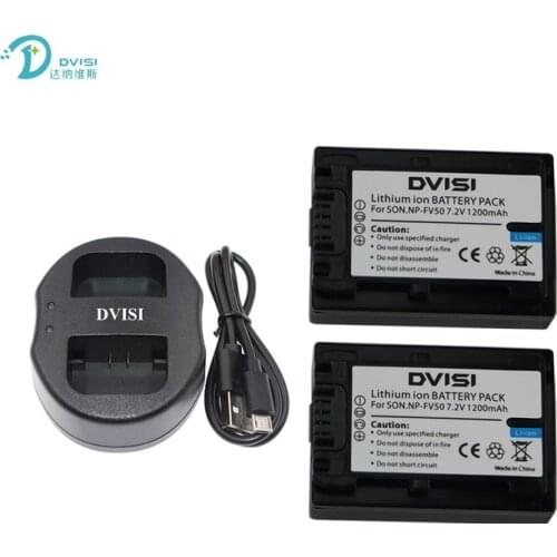 2Pcs NP-FV50 NPFV50 Camrea Battery + USB Dual Charger for Sony NP-FV30 NP-FV40 HDR-CX150E HDR-CX170 HDR-CX300 NP-FV70 NP-FH50