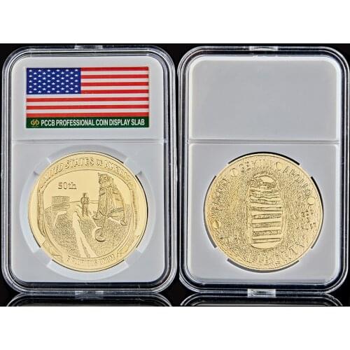2019 USA Apollo 11 First Step Landing Moon In God We Trust LiBerty Gold/Silver Souvenir Coin