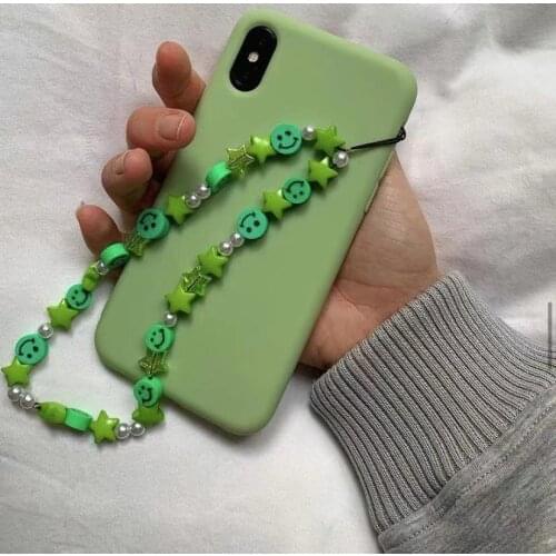 2021 New Colorful Smile Beads Chain Lanyard Strap Cord for Mobile Phone Anti-lost Chain for Women Cellphone Accessories