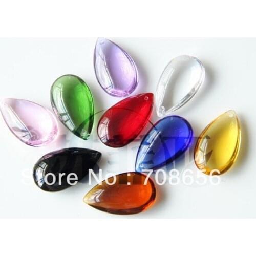 40pcs 38MM MIXED COLORS CHANDELIER LIGHT CRYSTALS DROPS ALMOND DROPLETS OVAL BAUBLE