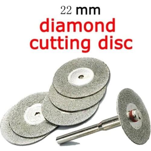 5PCS 22mm High quality Emery Diamond Cutting Blades Marble Cut Glass Fiber Masonry Drill Bit+1 Mandrel for Dremel Hot Sale