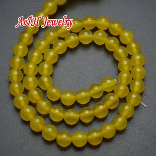 6~8mm High Quality Natural Blue and Yellow Stone Round Beads 16'' DIY Findings 10Pc/lot