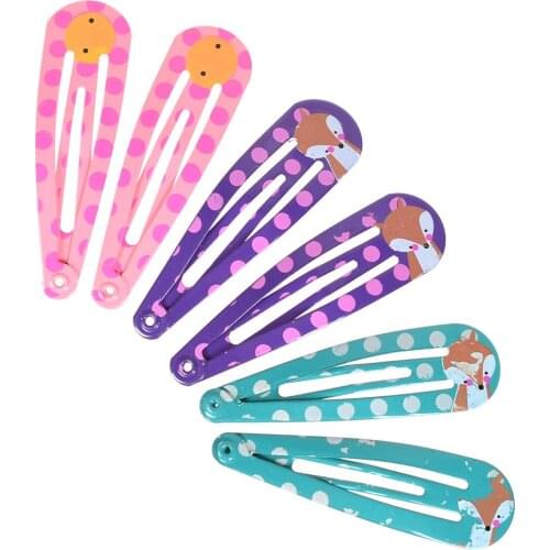 6 Pcs/Set 5cm Hair Clip Animal Cat Strawberry Printing Candy Color Cartoon girls' Hair grips BB Clips Kids Hairpin Accessories