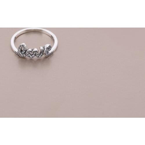 Ajax 925 Sterling Silver Letter Love Ring For Women Finger Stylish Luxury Retro High-End Cubic Zirconia Crystal Rings Female