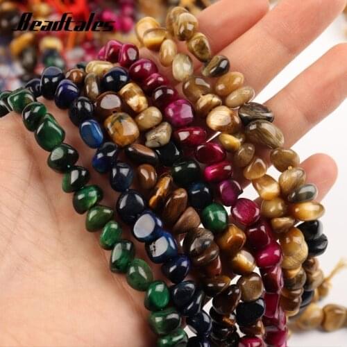 Beadtales 8mm Natural Irregular Agate Tiger Eye Stone Beads Round Loose Stone Beads For Jewelry DIY Making Bracelet Accessories
