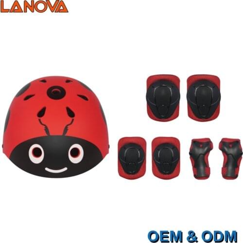 LANOVA Kids 7Pcs/set Cycling Skateboard Lovely Helmet Elbow Pads Knee Pads Wrist Sport Children Bike Bicycle Roller Protect gear