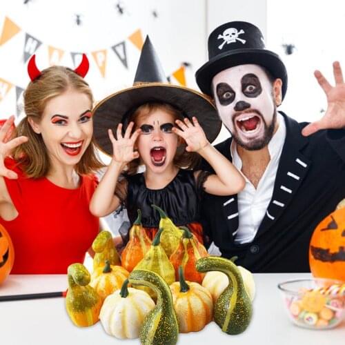 12PCS Halloween Simulation Pumpkins Artificial Foam Pumpkin Models for Halloween Decoration