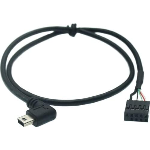 Computer motherboard 9pin to Mini USB charging data cable DuPont 2.54mm DuPont USB to MINI USB shielded 90 Degree Right cable