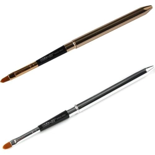 Gold Silver Metal Handle Lip Gloss Makeup Brush Portable Retractable Adjustable Lipstick Brush With Protect Cap Cosmetic Tool