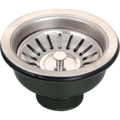 Kitchen Sink Drain Strainer Assembly Sink Strainer with Removable Strainer Basket and Water Stopper Single Stainless Steel