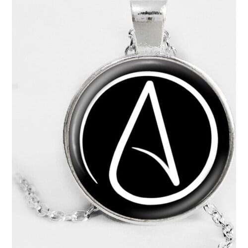 Atheist symbol Black silver color Fashion Jewelry Pendant Necklace gifts glass Necklace Pendant Sweater Chain Gift 2017 Newest