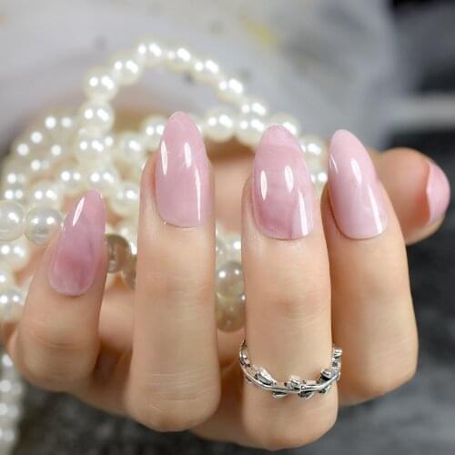 Stiletto False Nails Tips Dark Pink Marble Short Size Fake Nail Acrylic Nails Full Wrap Nail Tips Salon Products