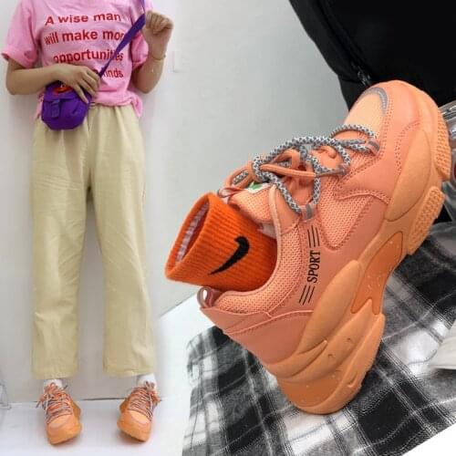 2020 new spring and summer breathable wild thick bottom sports casual shoes fashion mesh dad shoes female tide X236