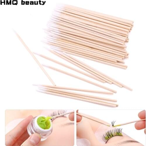 Disposable Wooden Cotton Swabs Stick Eyelash Extension tool Glue Removing Makeup Tools Clean Sticks Lash Accessories