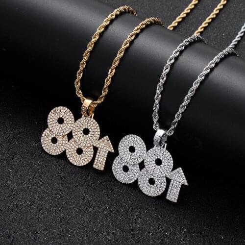 Freewear iced out bling Digital 88 up pendant necklaces Pave setting Zircon Fashion Charm pendants necklace Hiphop jewelry gifts