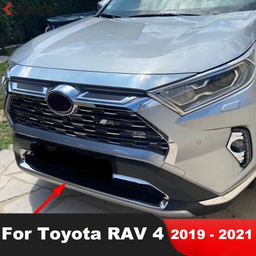 For Toyota RAV4 RAV 4 2019 2020 2021 Stainless Steel Front Bottom Grille Cover Trim Head Grills Strip Car Styling Accessories