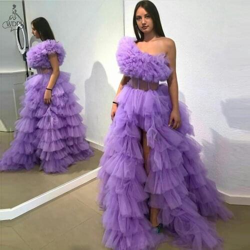 Prom Dresses Long One Shoulder Tiered Lush Evening Dress for Girls Women Party Night Gowns