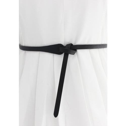 Simple Decoration Knotted Belt Ladies Matching Dress PU Belt Thin Retro Narrow Straps