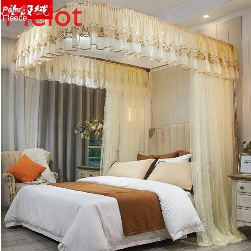 Rail Mosquito Net Household U-Shaped Track Princess-Style 1.8M Bed 1.5 M Ultra-Fine-Meshed Thickening Bracket Telescopic Slide