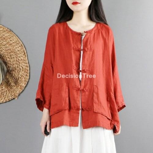 2021 chinese traditional shirt female women blouse novelty clothing daily loose tops cotton linen shirt chinese blouse hanfu