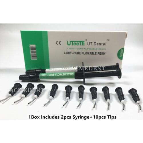 A1 UT Flow Composite Resin Dental Flowable Light Cure Curing 2Syringes Bottom Filling Syringe Delivery Tips Black