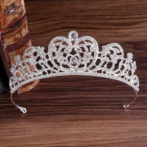 Pioessa Crown Tiaras Headband Crystal Beads Pearl Hair Accessories Wedding for Bride Bridemaide White Gold-color Luxury Jewelry