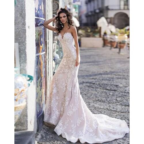Vestido De Noiva Sereia Appliques Tulle Mermaid Wedding Dress Illusion Back Suknia Slubna Off the Shoulder Vintage Robe Mariage