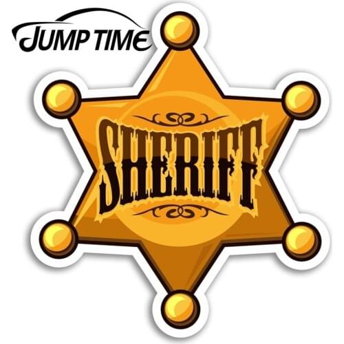 Jump Time for Sheriff Badge Vinyl Stickers USA Wild West Fun Sticker Laptop Truck Window Bumper Decal Waterproof Accessories