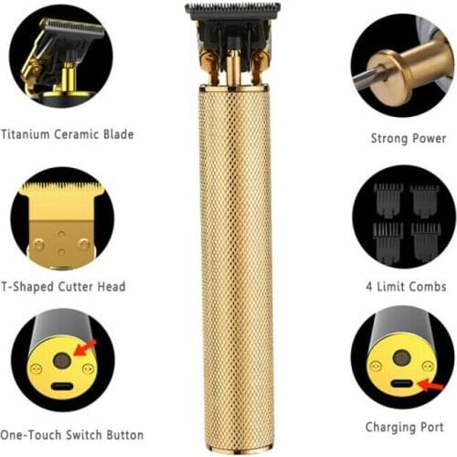High Quality Electric T-shaped Trimmer Men Hair Clipper Carving Titanium Steel Cordless Trimmer
