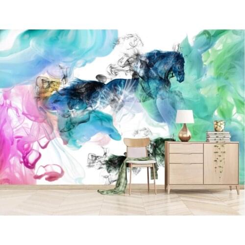 WDBH custom photo 3d wallpaper Colorful horse running hand drawn oil painting home decor living room wallpaper for walls 3 d