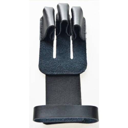 3 Finger Protect Glove Cow Leather Black Finger Protection Guard Archery Accessory for Target Hunting Shooting