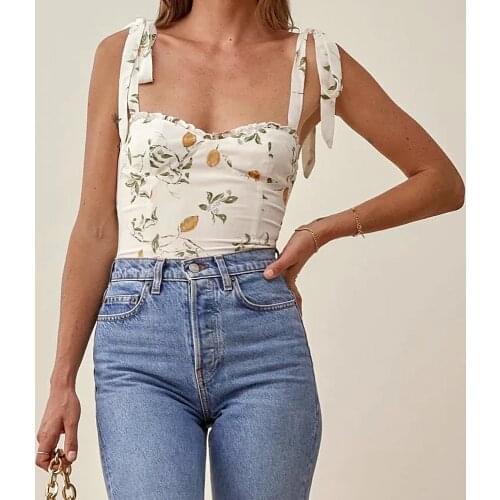 2021 summer women Back Elastic floral Tie-string Tops Sexy Squiggle Printed mini Bandage Cami backless Cropped Sling Tube top