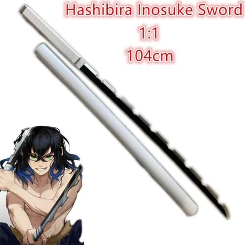 1:1 Demon Slayer Weapon Hashibira Inosuke White Sowrd Kimetsu no Yaiba Sword Cosplay Ninja Knife 104cm Weapon Prop Anime Model