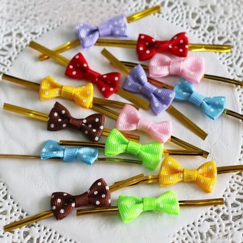 100Pcs/Pack Cello Twist Tie Metallic Twist Wire Tie Bowknot Lolipop Candy Cookie Cello Bag Wedding Birthday Decoration Supplies